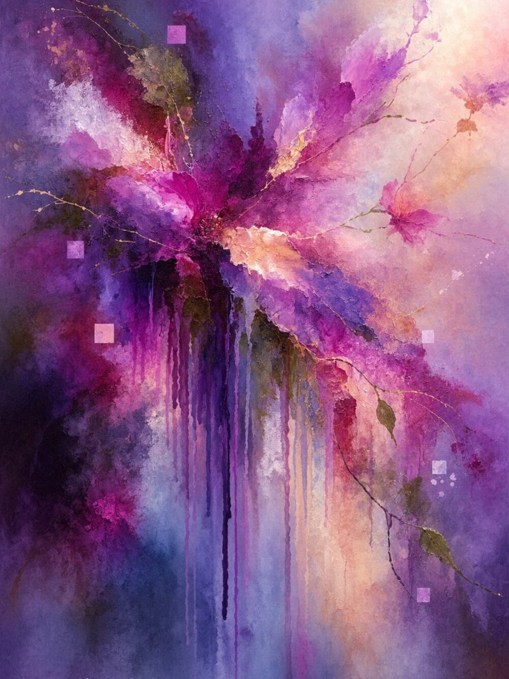 Ethereal Symphony Purple Magenta Abstract Wall Art Fine Art Print 24x36
